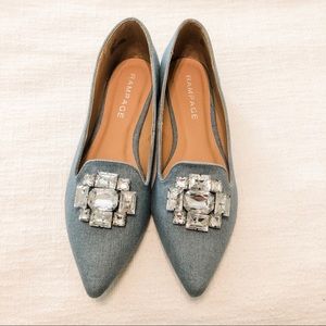 New Rampage Coolsie Flats Jeweled Chambray 6 1/2